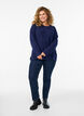 Ribbed jumper with decorative buttons, Blue, Model image number 1