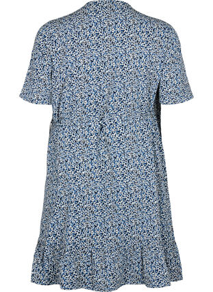 Printed wrap dress with short sleeves, Petit Blue Flower, Packshot image number 1