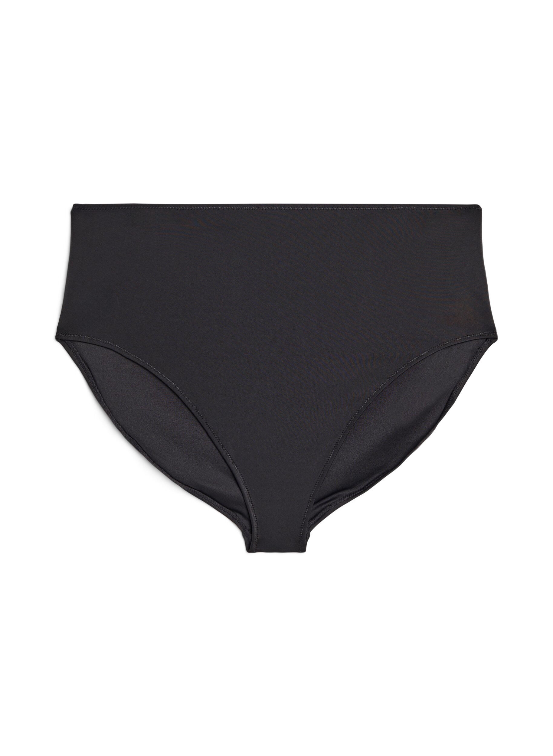 Zizzifashion Solid coloured high-waisted bikini bottom, Black, Packshot image number 0