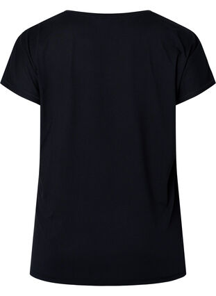 Short sleeve workout t-shirt with print, Black/Pink Print, Packshot image number 1