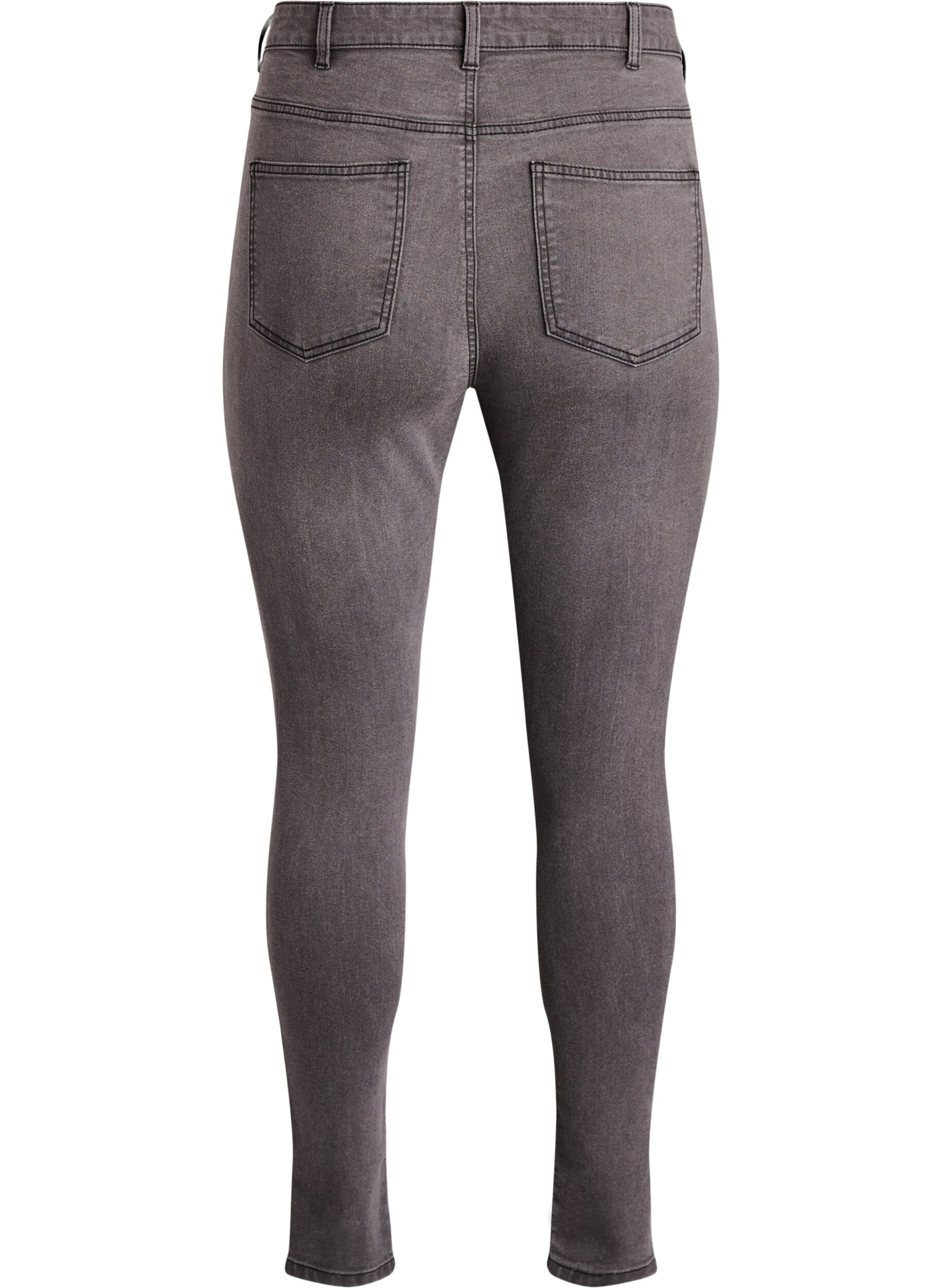 Zizzifashion Amy high-waisted super slim fit jeans, Grey, Packshot image number 1