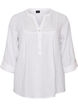 Blouse in cotton muslin with broderie anglaise, White, Packshot image number 0