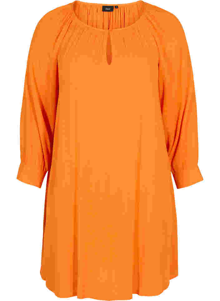 Viscose tunic with 3/4 sleeves, Orange Peel, Packshot image number 0