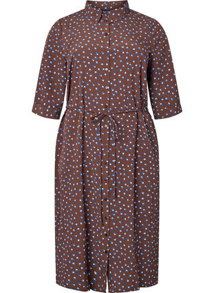 FLASH - Shirt dress with print, Chicory Coffee AOP, Packshot image number 0