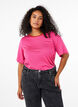 T-shirt with TENCEL™ Lyocell and stripes, Rose, Model image number 0