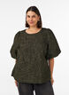 Jacquard blouse with puff sleeves and an A-line shape, Green, Model image number 0