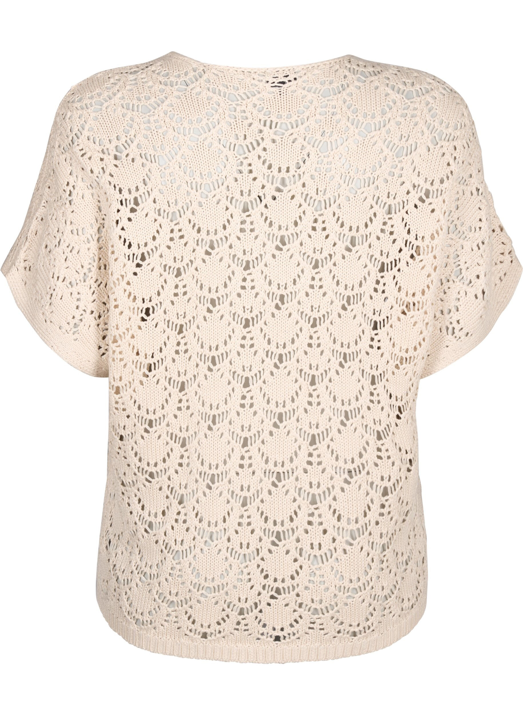 Zizzifashion Knitted blouse with short bat sleeves, Beige, Packshot image number 1
