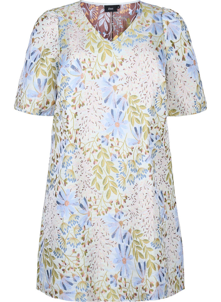 Jacquard dress with 1/2 sleeves, Wild Flower AOP, Packshot image number 0