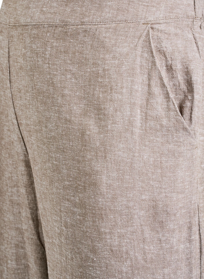 Loose trousers in linen and viscose, Brown, Packshot image number 2