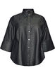 Denim shirt with glitter thread and 3/4 sleeves, Dark Grey, Packshot image number 0
