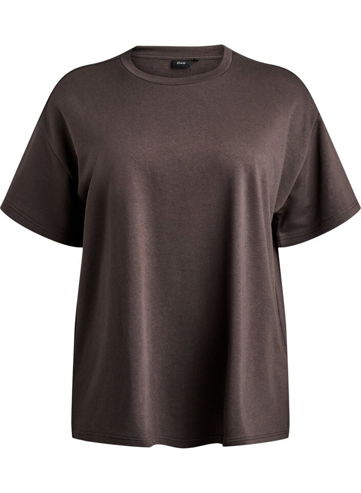 Oversized sweat T-shirt, Brown, Packshot image number 0