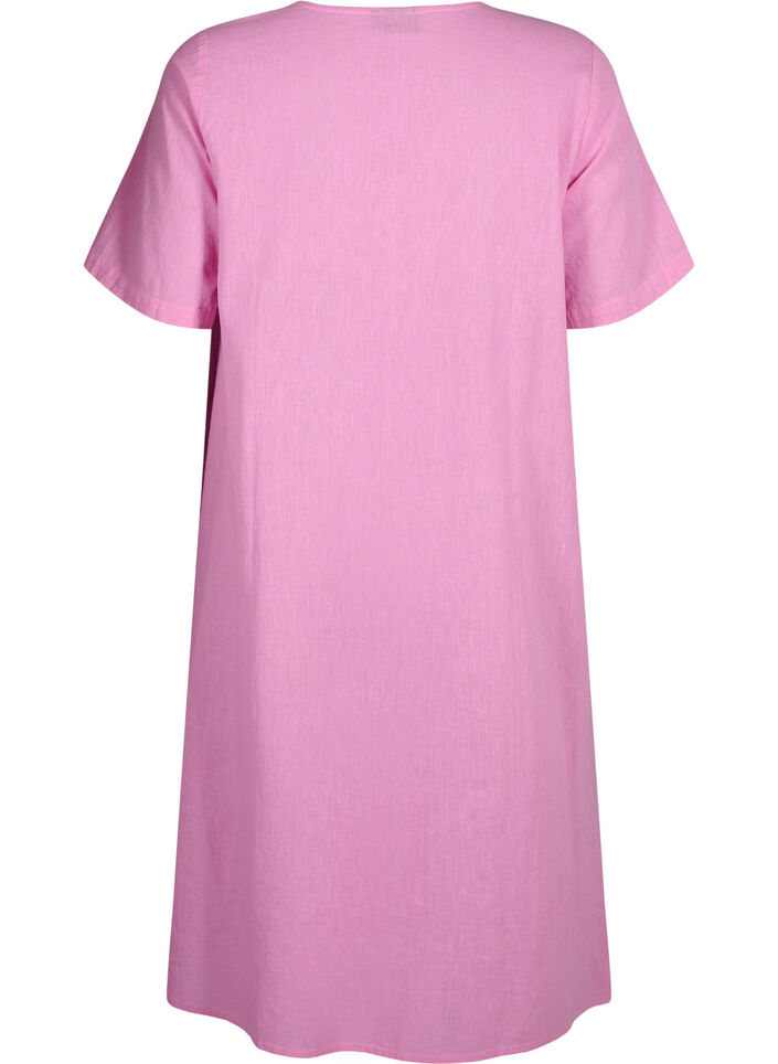 Cotton blend kaftan dress with linen, Pink, Packshot image number 1