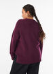 Knitted blouse with V-shaped rib pattern and slits, Purple, Model image number 2