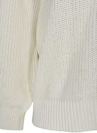 Knitted blouse with long sleeves and hole pattern , Cloud Dancer Mel., Packshot image number 3