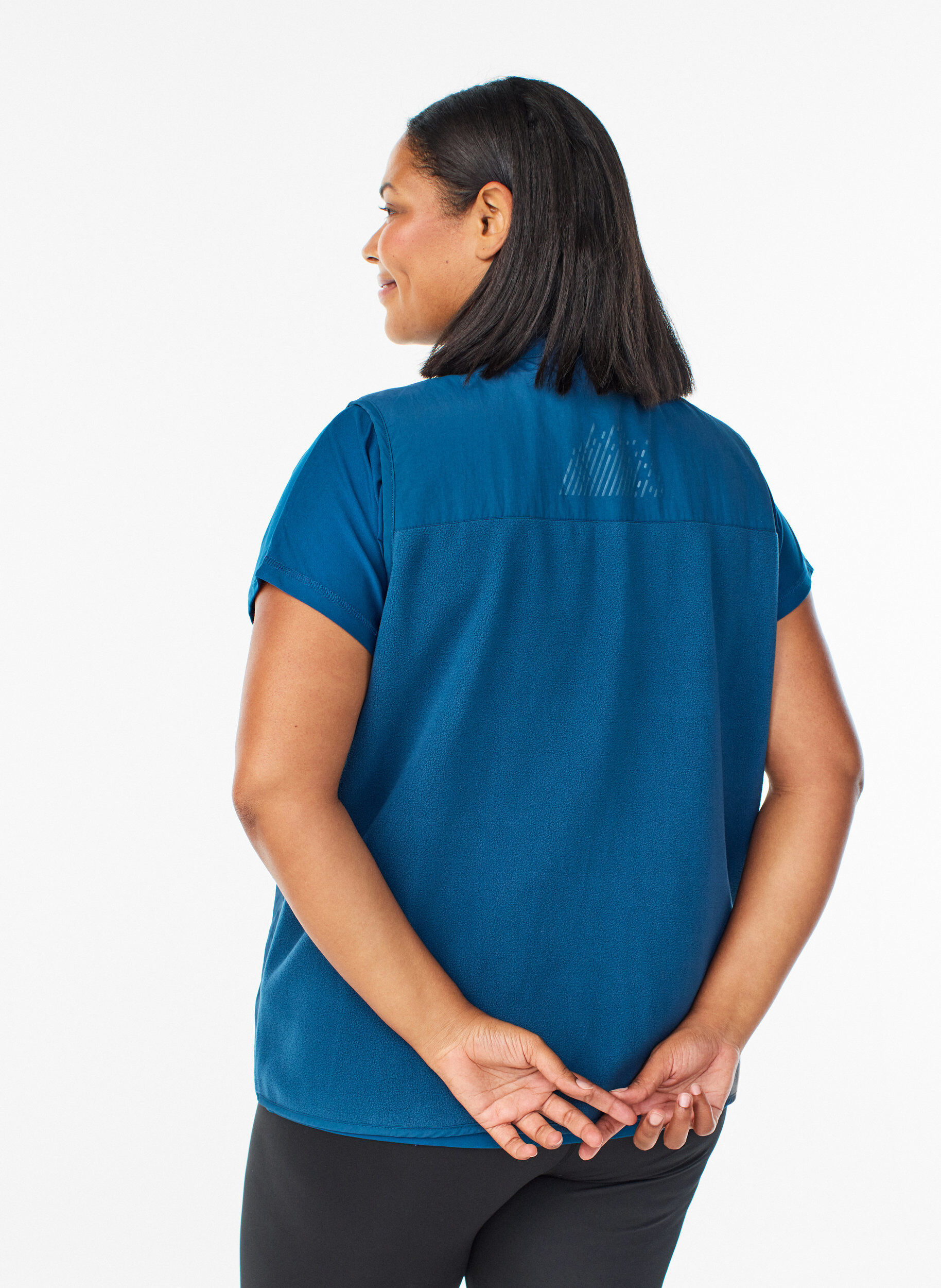 Zizzifashion Fleece vest with high collar and pockets, Blue, Model image number 2