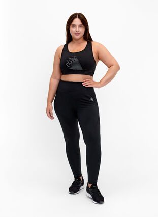 Workout tights with fleece lining, Black, Model image number 2