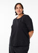 T-shirt with broderie anglaise and scalloped edges, Black, Model image number 0