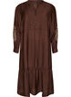 Viscose dress with embroidery and tiered ruffles, Brown, Packshot image number 0