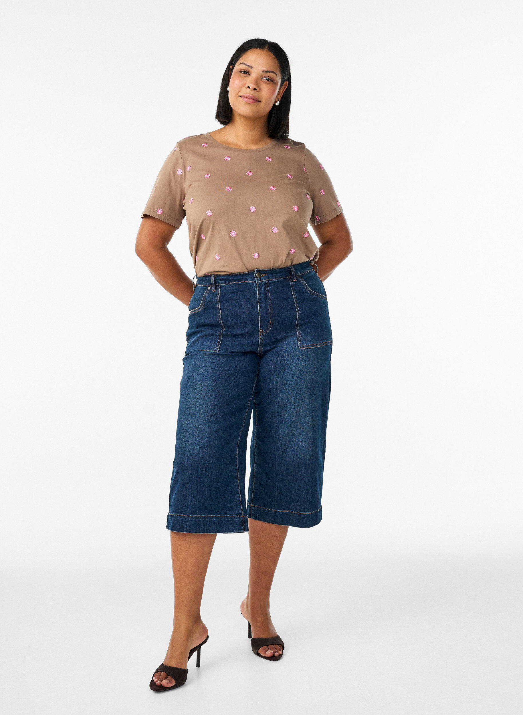 Zizzifashion Denim knickers with wide legs, Blue, Model image number 1