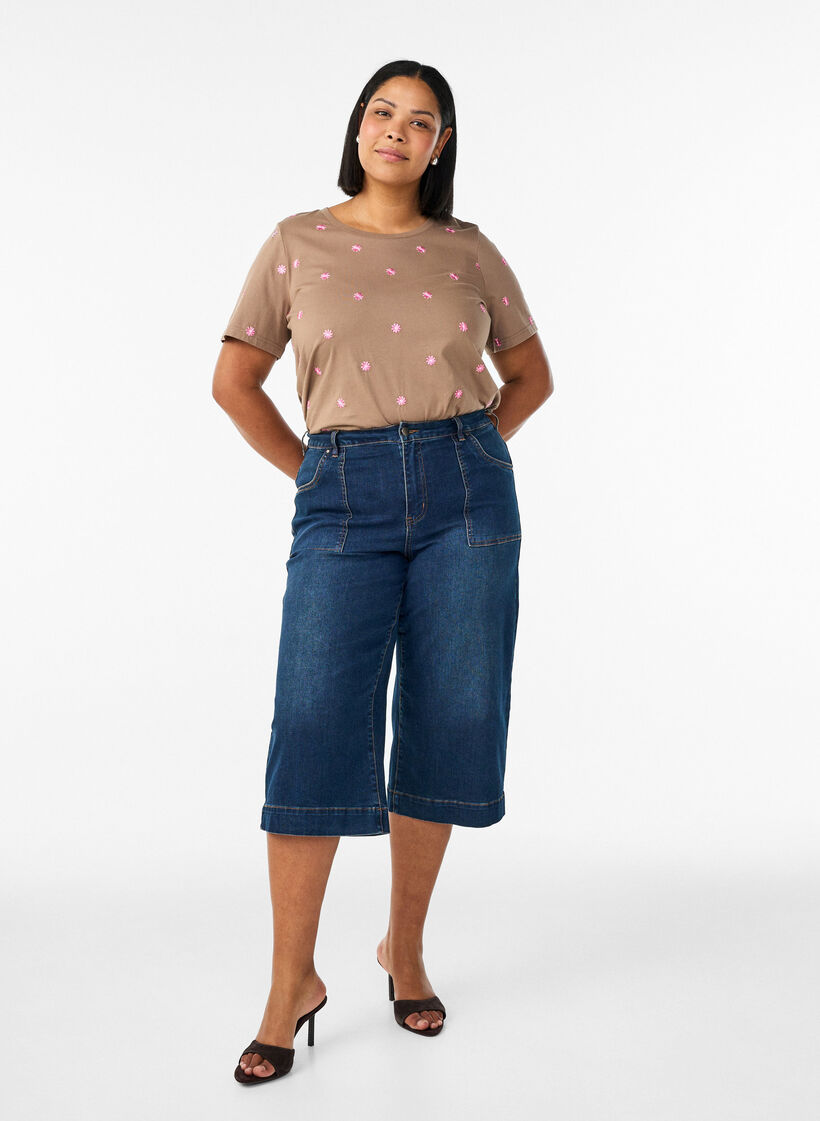 Denim knickers with wide legs, Blue, Model image number 1