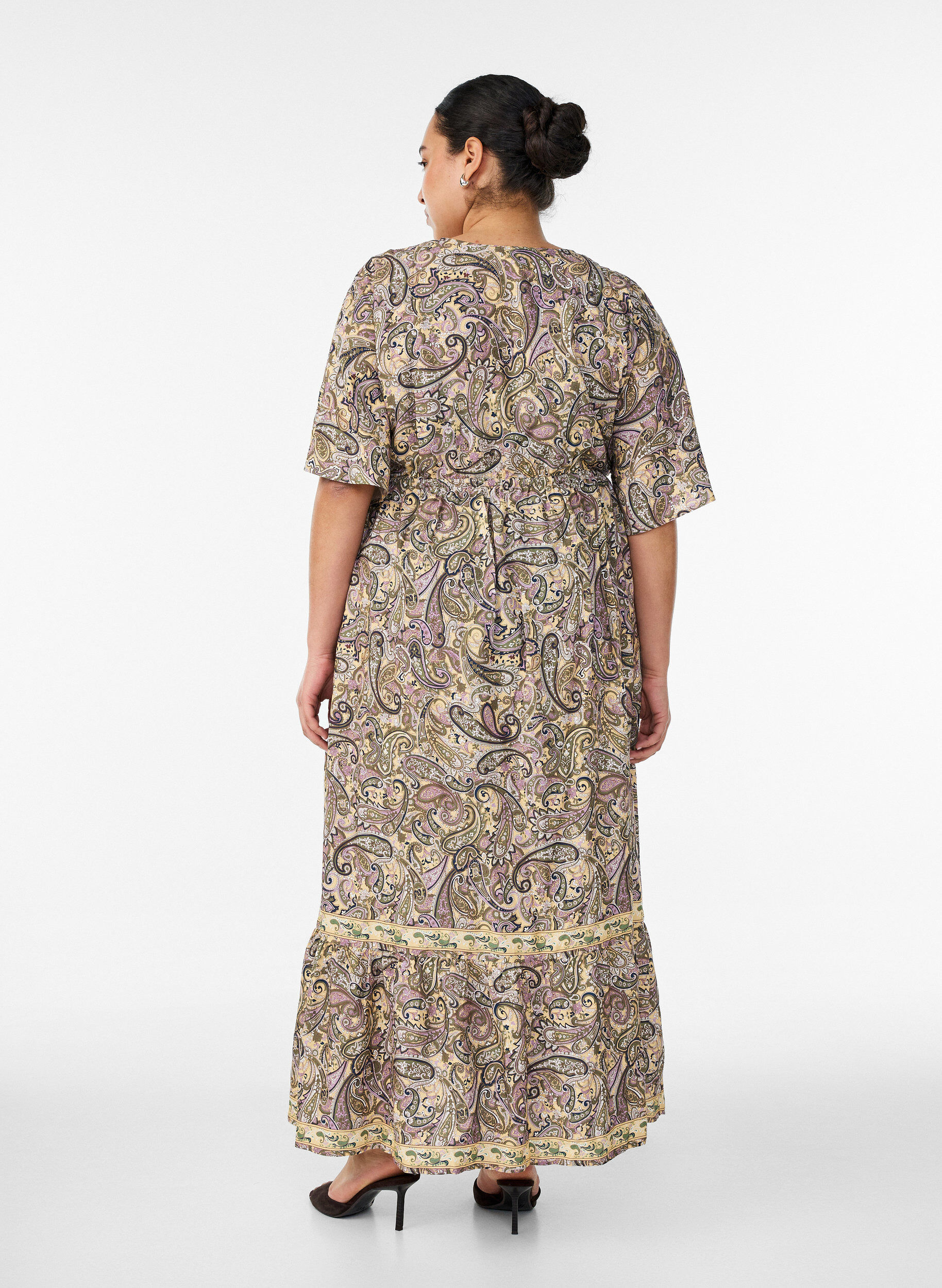 ZizzifashionViscose maxi dress with a paisley print, Yellow, Model image number 1