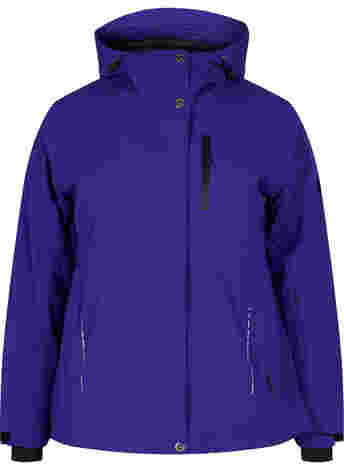 Ski jacket with adjustable hem and hood