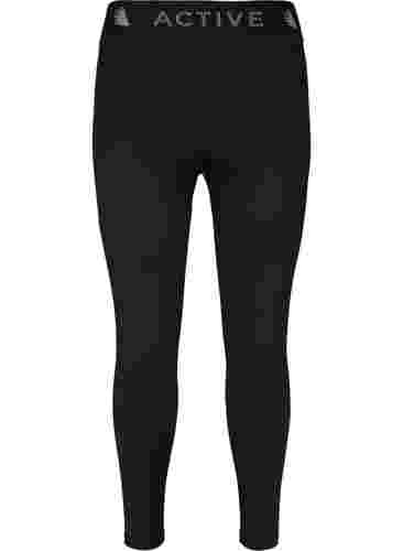 Cropped gym leggings with text print, Black, Packshot image number 1