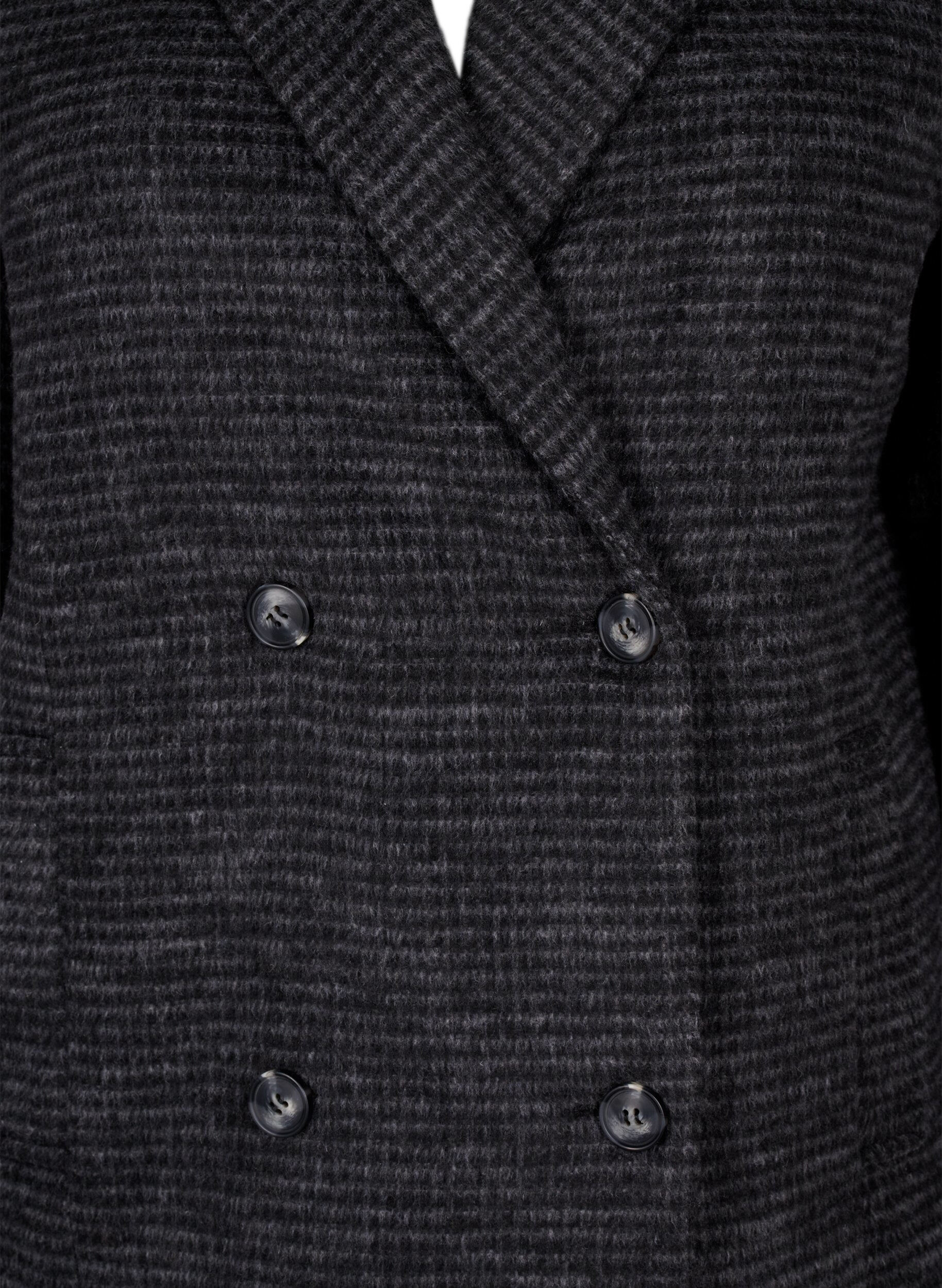 Zizzifashion Checked wool coat with a brushed texture, Black Comb, Packshot image number 2