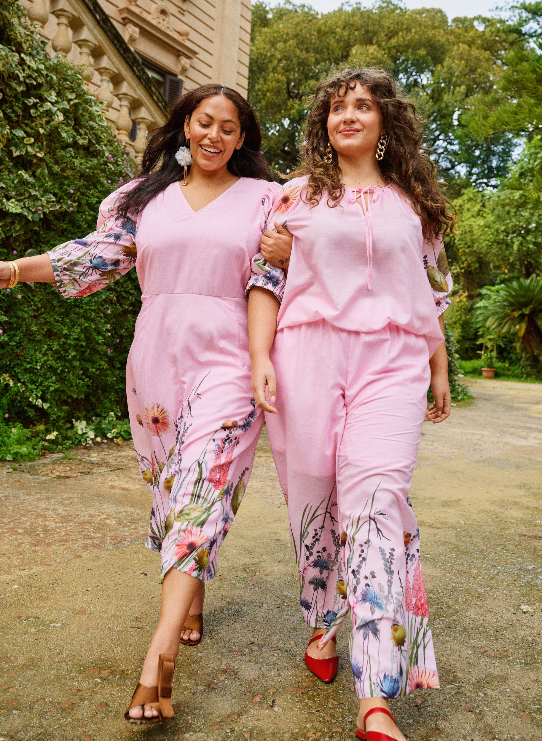 ZizzifashionMidi dress with an empire line and floral print, Pink, Image image number 0