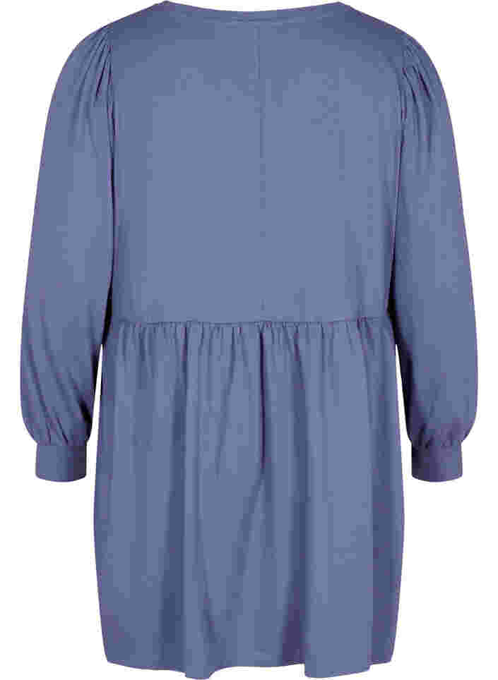 Maternity tunic with puff sleeves, Nightshadow Blue, Packshot image number 1