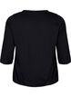 Cotton top with 3/4 sleeves, Black, Packshot image number 1