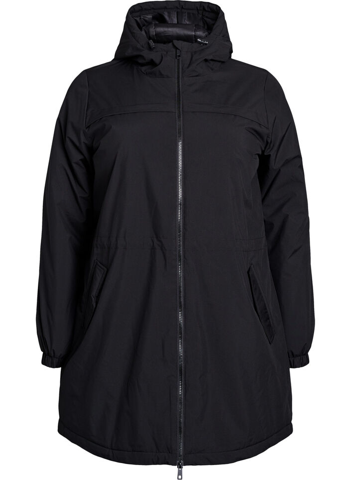 Lightweight padded parka with a hood, Black, Packshot image number 0