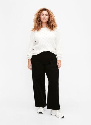 High-waisted jeans with wide legs, Black, Model image number 0