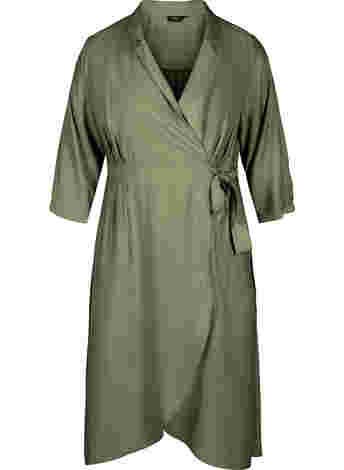 Viscose wrap dress with 3/4 sleeves