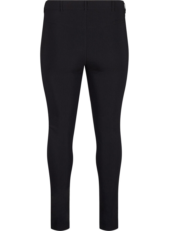Close-fitting trousers with zipper details, Black, Packshot image number 1