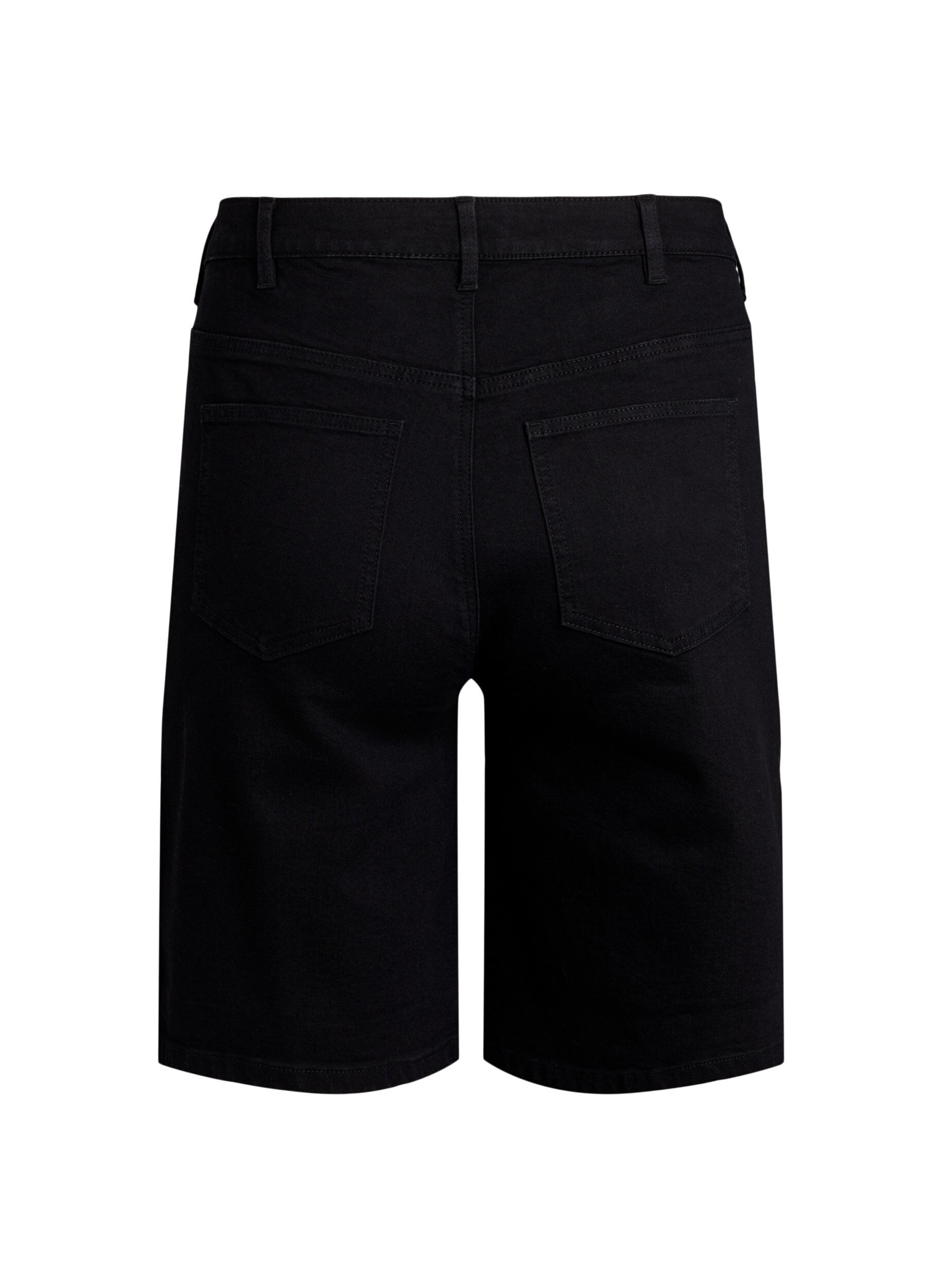 Zizzifashion Loose high-waisted denim shorts, Black, Packshot image number 1