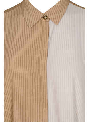 Viscose shirt dress with 3/4 sleeves and colour-block, Praline, Packshot image number 2