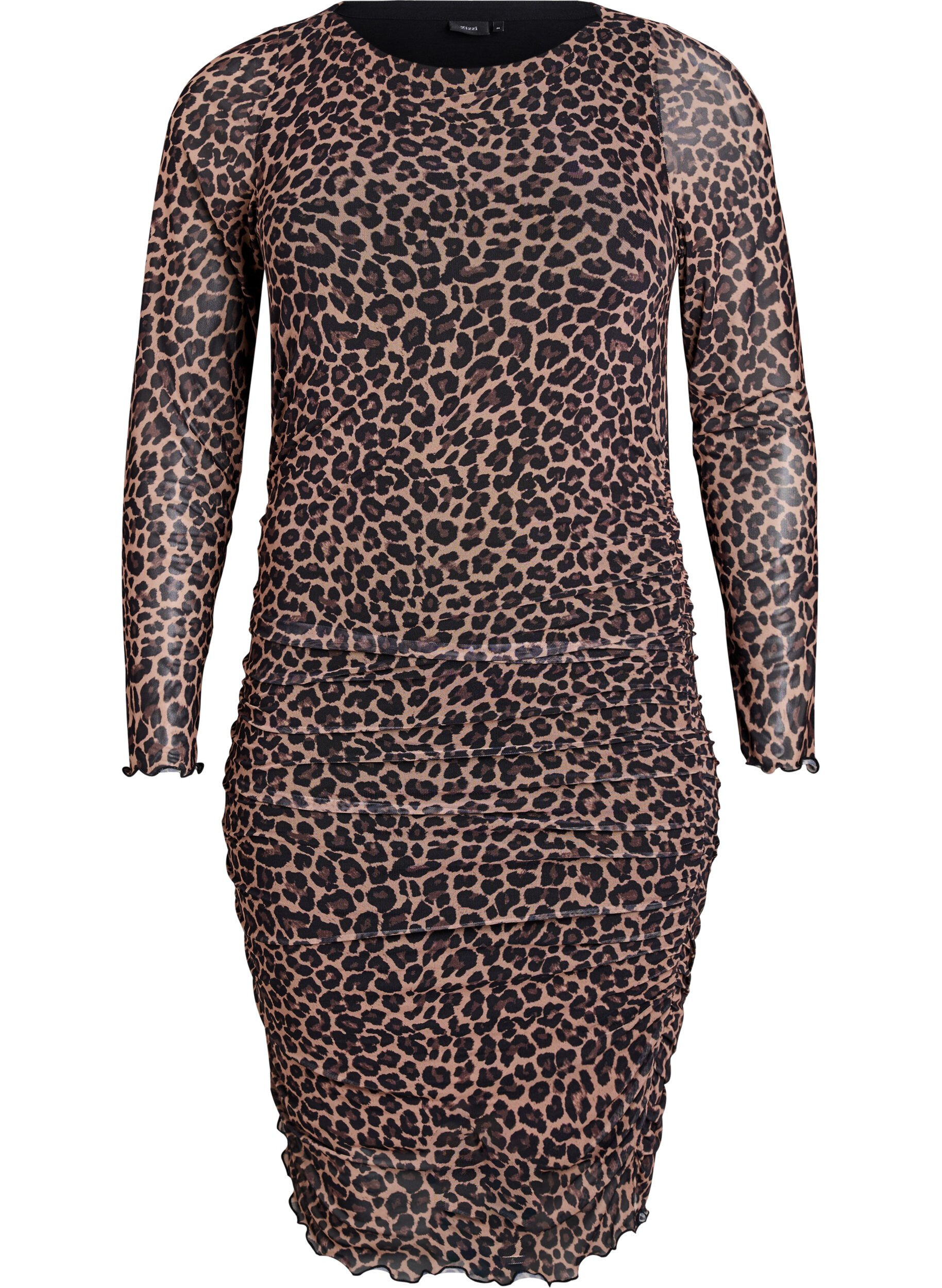 Short mesh dress with leopard print