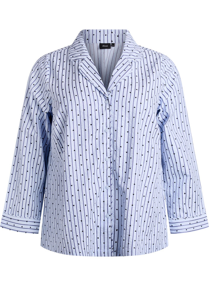 Seersucker pyjama shirt with long sleeves, Light Blue, Packshot image number 0