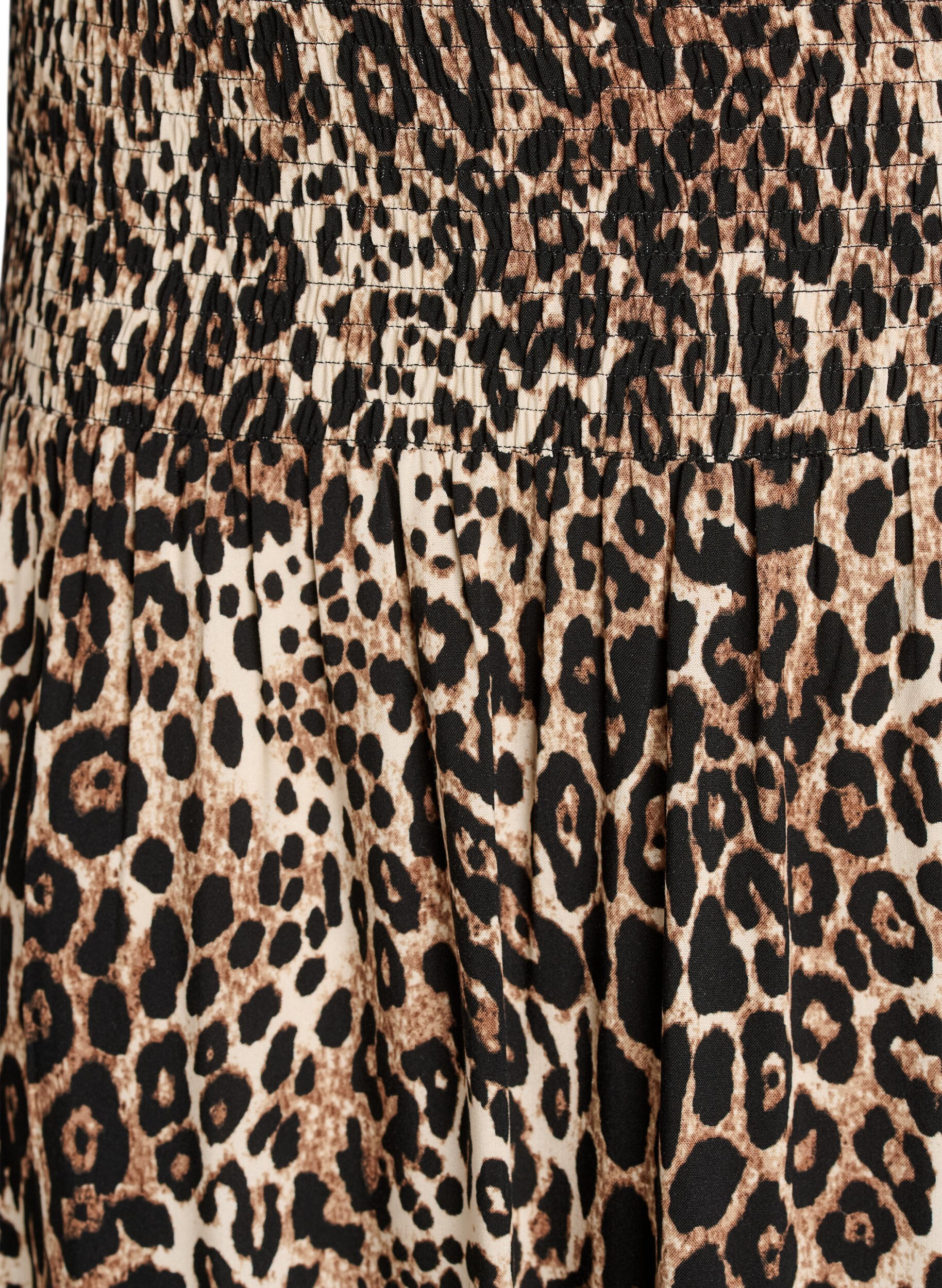 Zizzifashion Viscose maxi skirt with smocking, Brown, Packshot image number 2