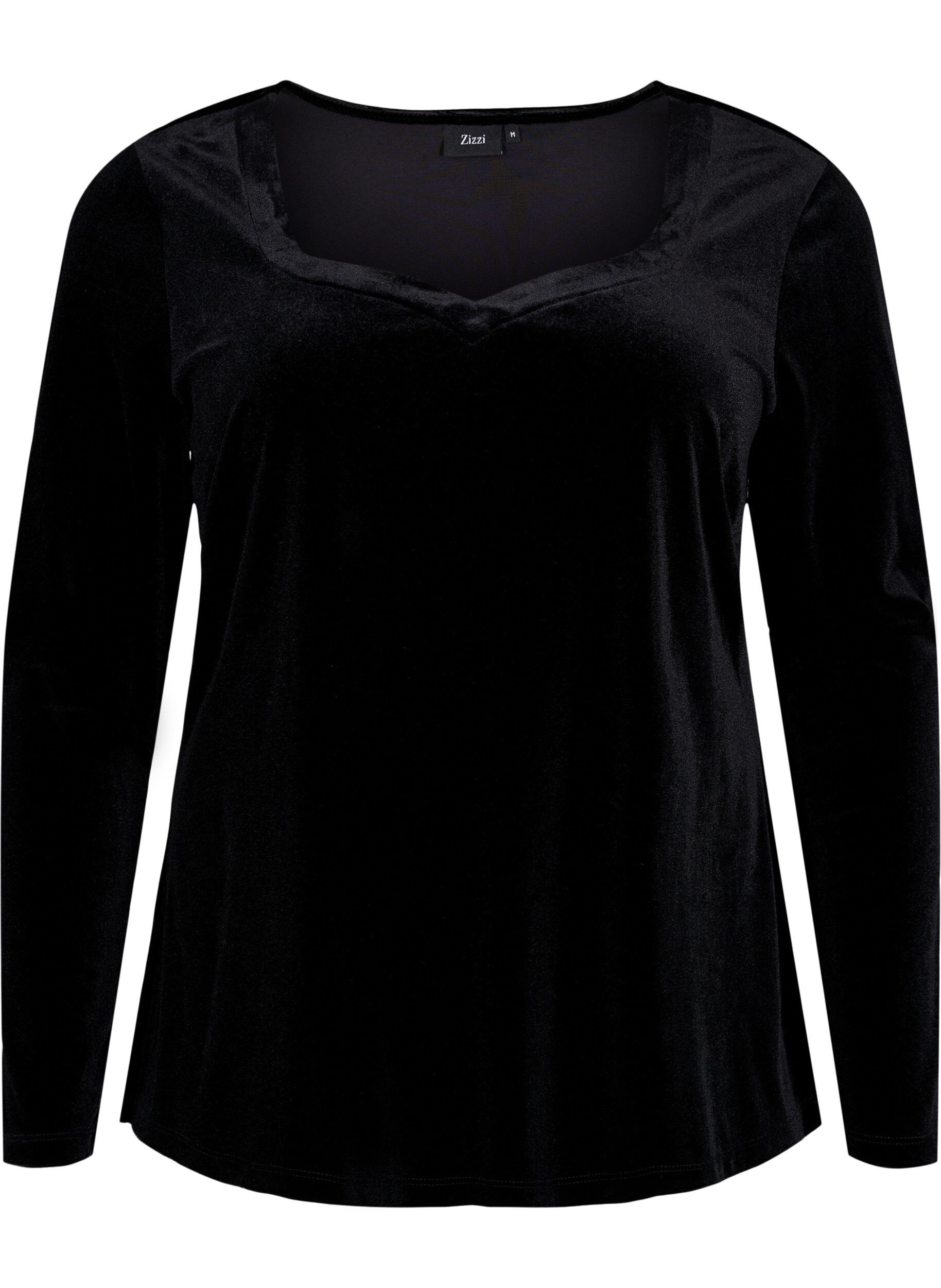 Zizzifashion Velour top with long sleeves, Black, Packshot image number 0