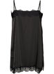 Long satin top with lace edges, Black, Packshot image number 1