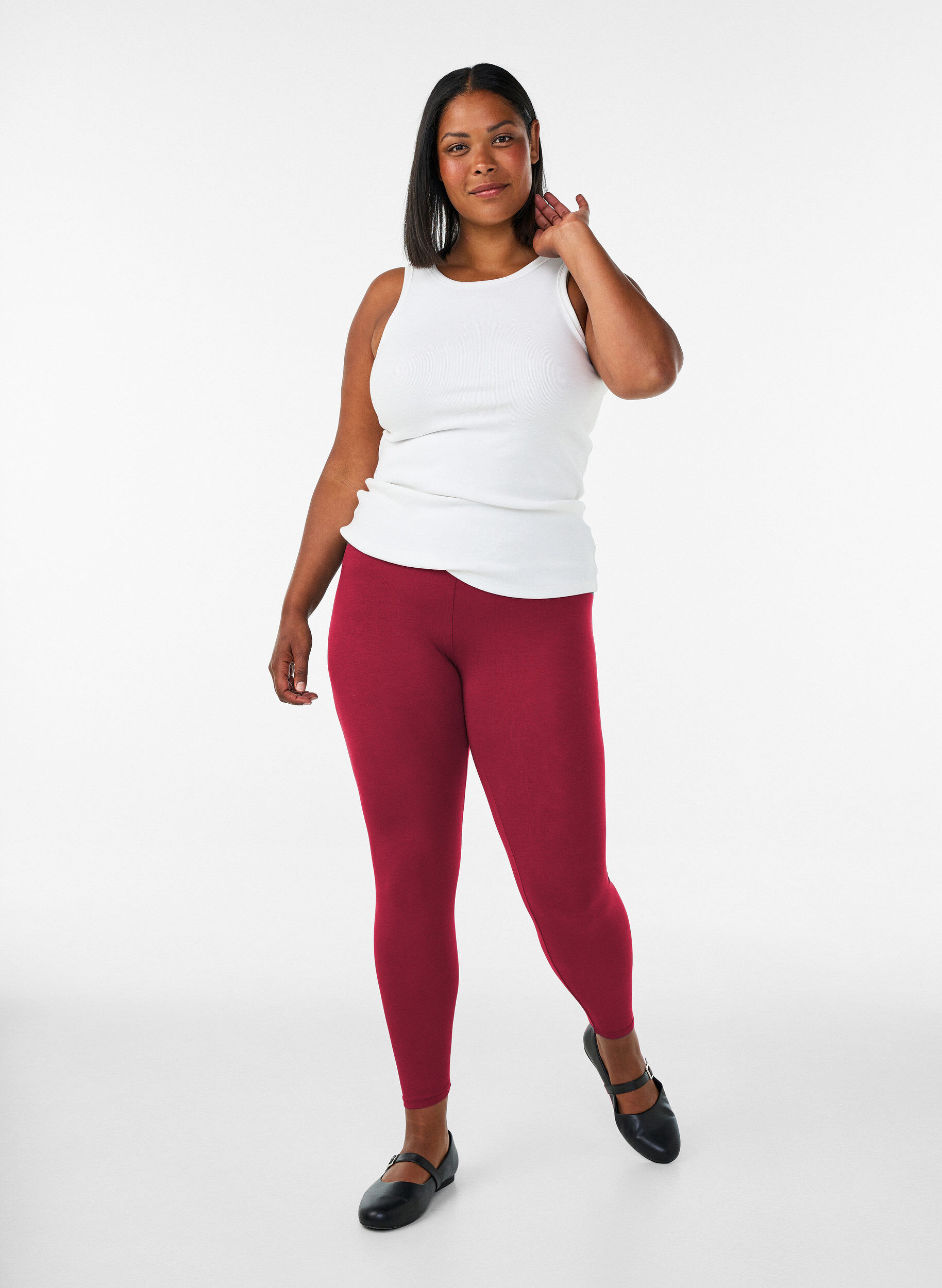 ZizzifashionBasic viscose leggings, Red, Model image number 1