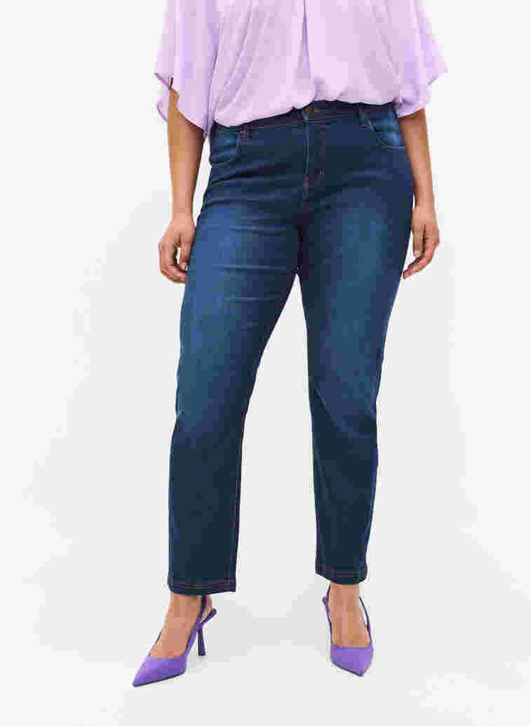 Slim fit Emily jeans with normal waist, Blue denim, Model image number 3