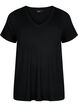 Ribbed T-shirt with LENZING™ ECOVERO™ Viscose, Black, Packshot image number 0