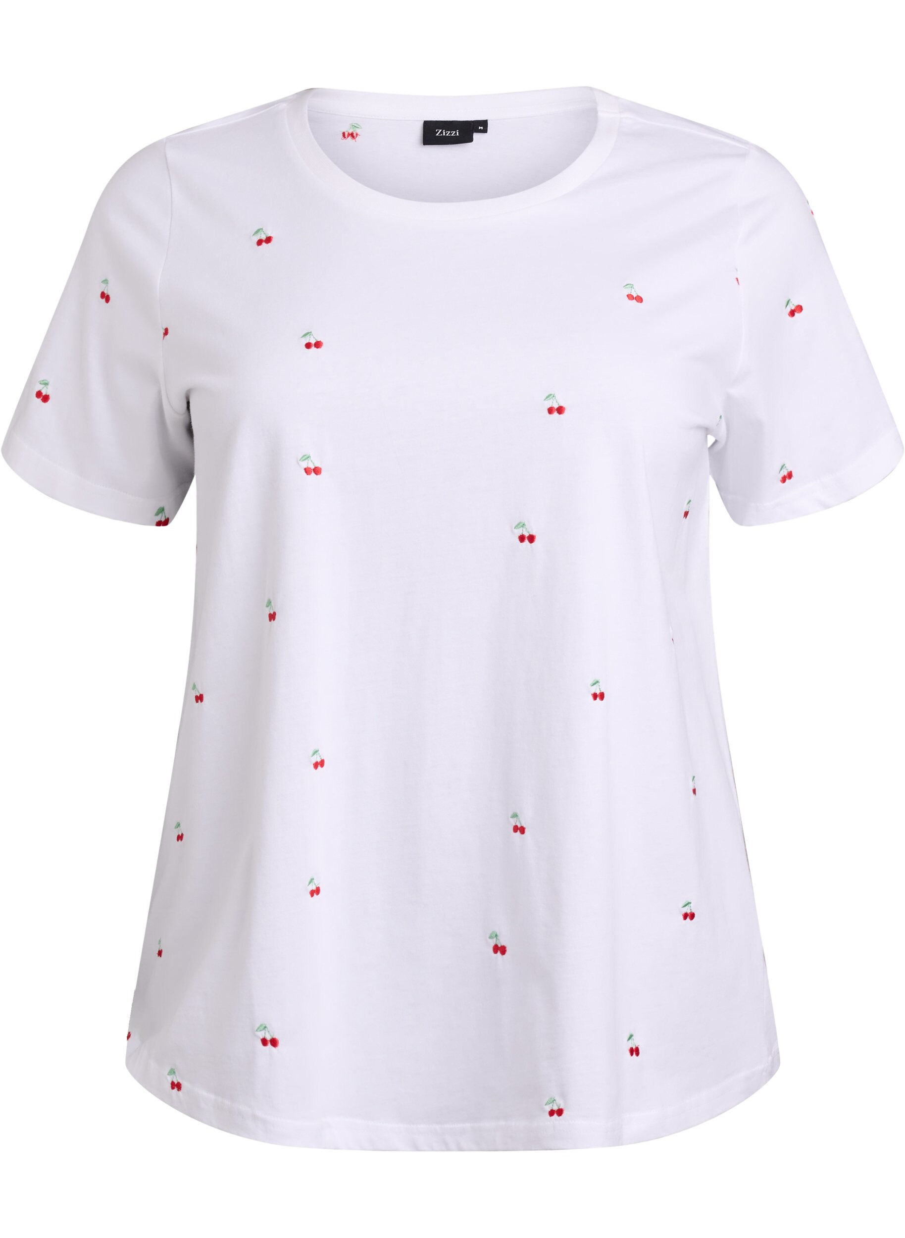 Zizzifashion T-shirt in organic cotton with embroidered motifs, White, Packshot image number 0
