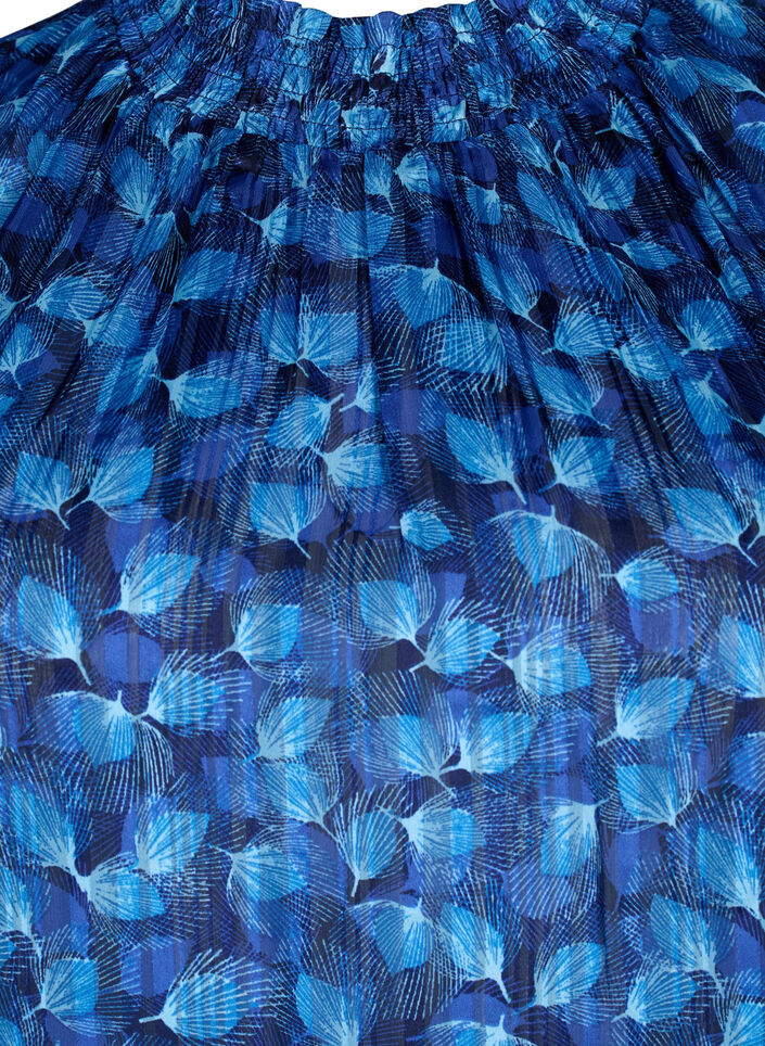 Short-sleeved smock blouse with print, Navy Blazer Leaf AOP, Packshot image number 2