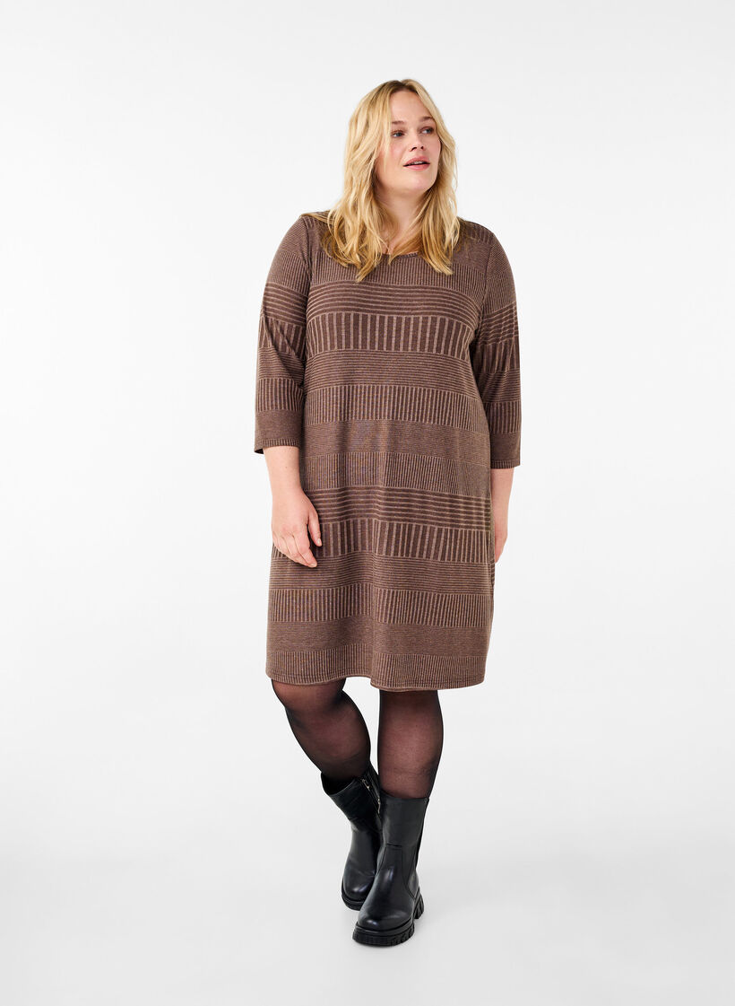 Dress with 3/4 sleeves and striped pattern, Ch. Martini Mel., Model image number 2