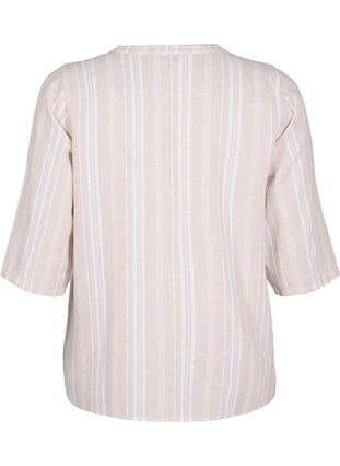 Striped blouse in linen-viscose blend, Beige White Stripe, Packshot image number 1