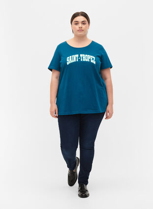 Cotton t-shirt with print detail, Blue Coral SAINT, Model image number 2